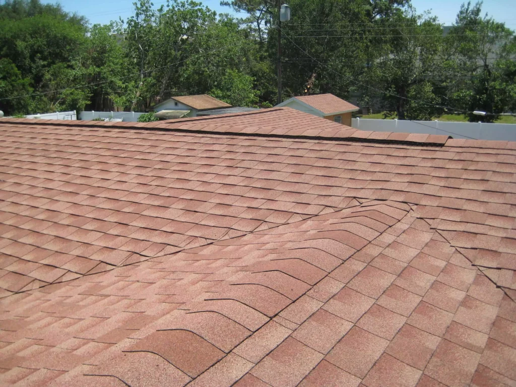 A completed residential shingle roof